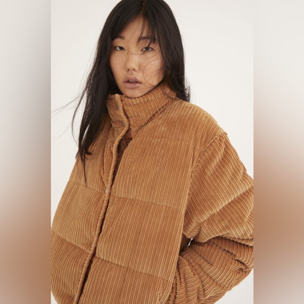 Urban outfitters cropped corduroy puffer coat